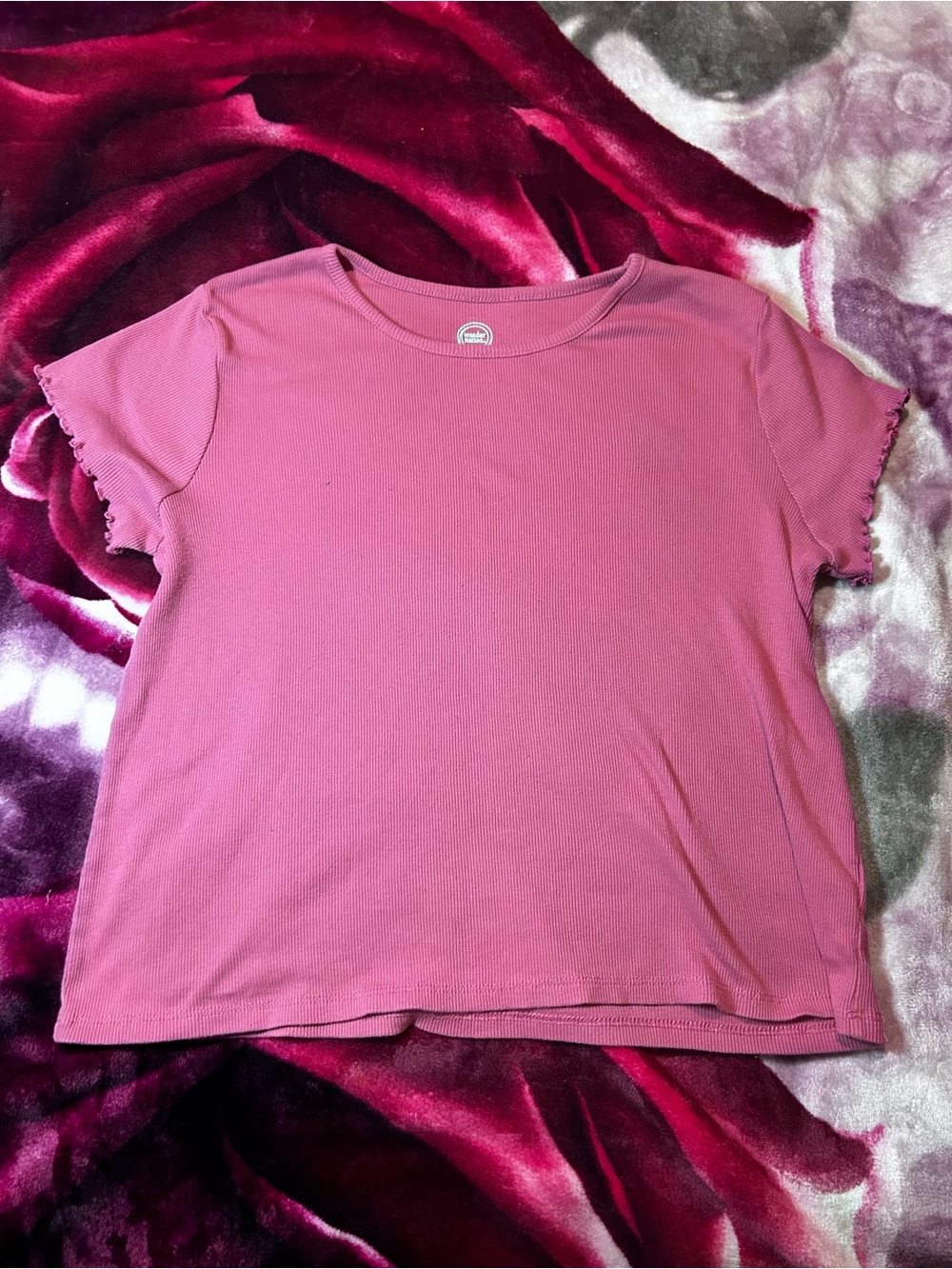 wonder nation Pink Short Sleeve Ruffle Edge Tee